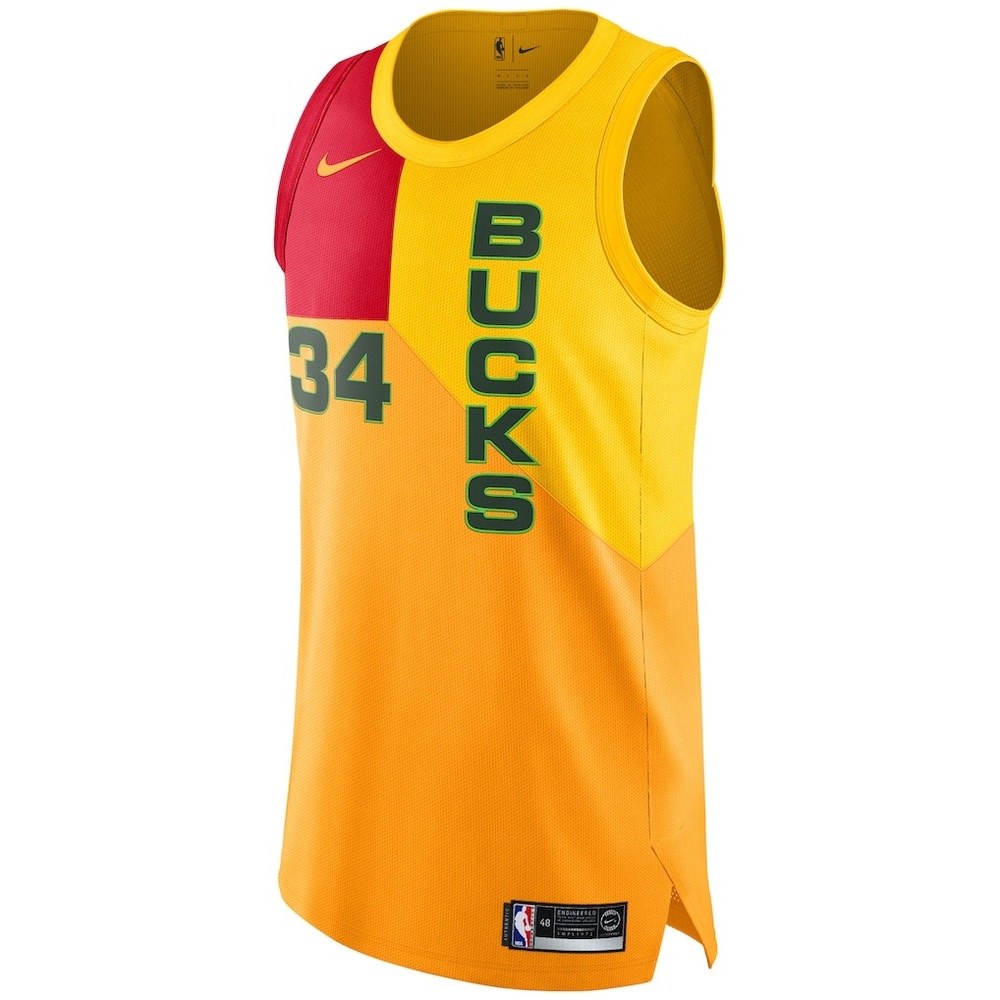 Nike Giannis Antetokounmpo Milwaukee Bucks Yellow 2018/2019 Basketball Jersey